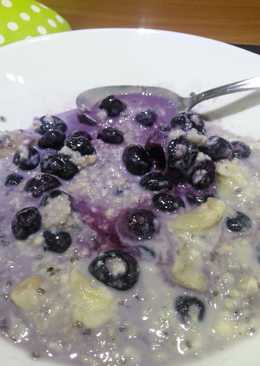 Oatmeal Pisang Blueberries 5 menit saja (sehat tanpa gula)