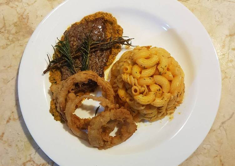 resep Beef Steak with mac and cheese