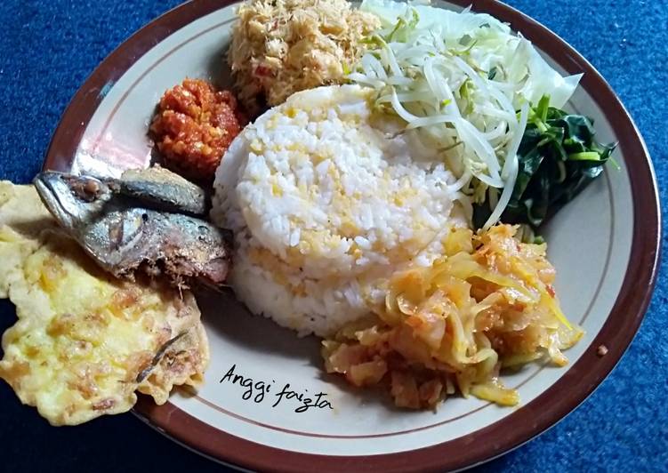 Resep Nasi  Jagung Komplit Lauk  Pauk dan  Sayuran oleh Anggi 