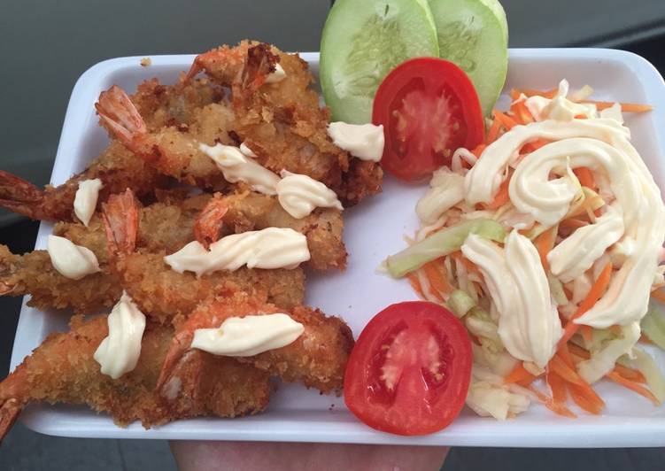 gambar untuk cara membuat Udang Goreng Tepung Saus Mayonise + Salad