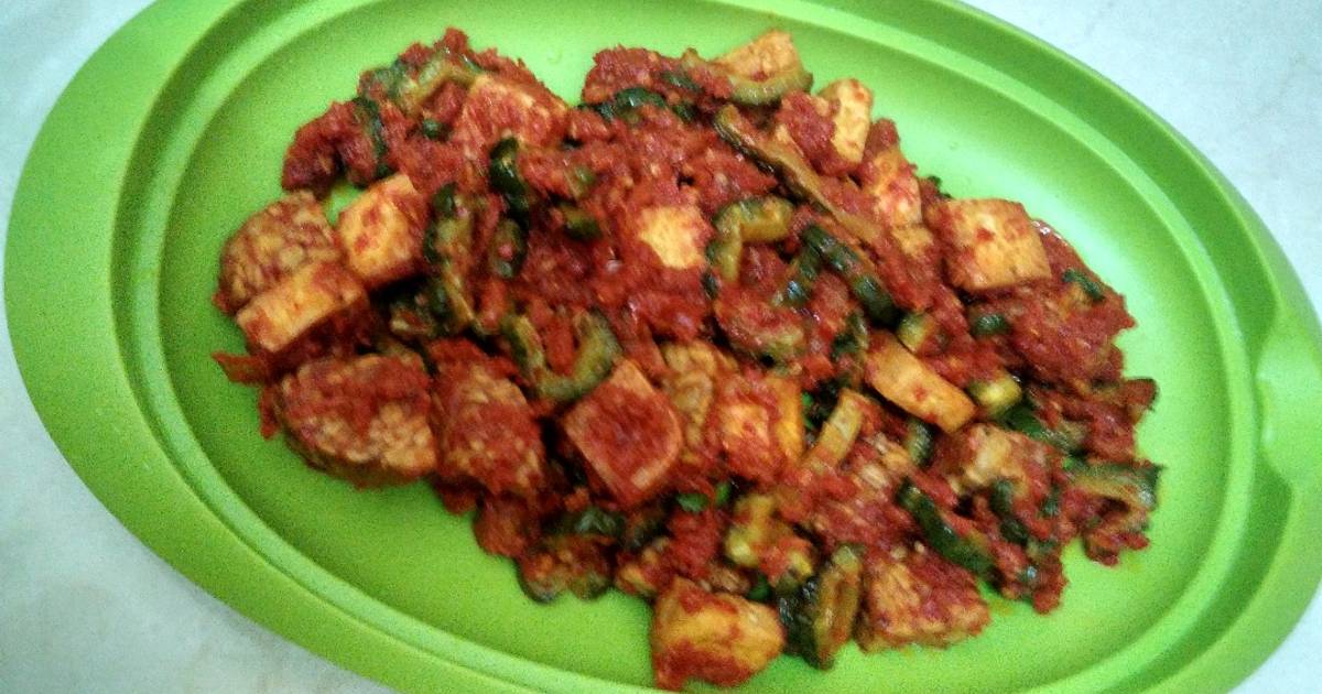1 resep pare goreng balado ekstra tahu tempe enak dan 