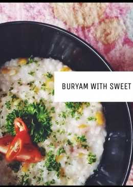 Bubur ayam with sweet corn