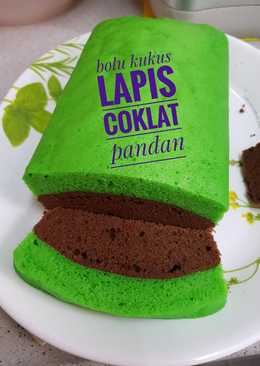 Bolu kukus lapis coklat pandan