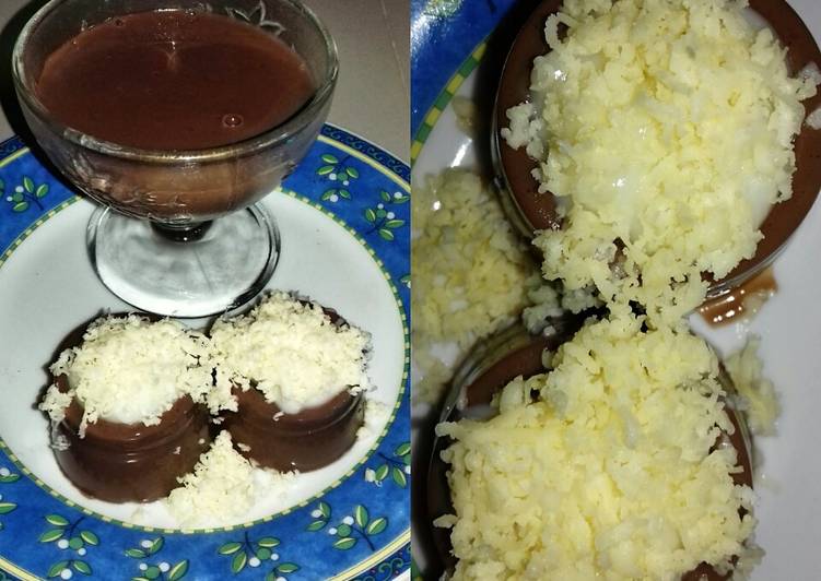 cara membuat Puding skm coklat fla keju