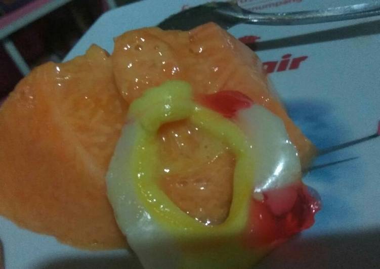 cara membuat Puding mangga yogurt keju+yupi