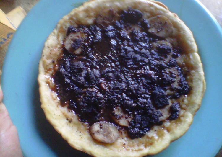 resep masakan Pizza manis pisang coklat oreo (pakai teflon)