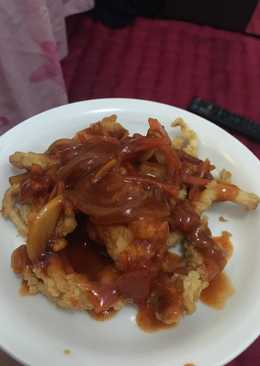 Jamur crispy saus asam manis (rumahan)