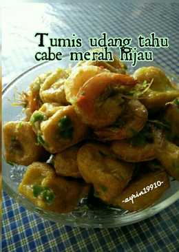 Tumis udang tahu cabe merah hijau