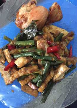 Tumis tempe tahu kacang panjang