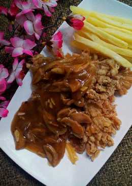 Steak Jamur Tiram Crispy with Mushroom Blackpepper Sauce ðŸ„ðŸ„ðŸ„