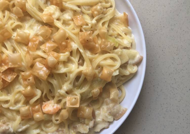 gambar untuk cara membuat Spaghetti Carbonara (super creamy)