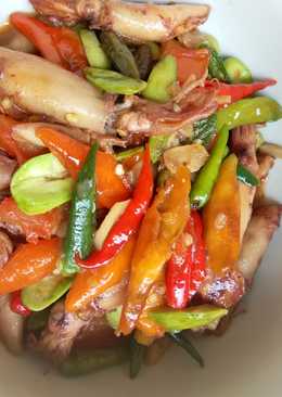 Tumis asin cumi + pete