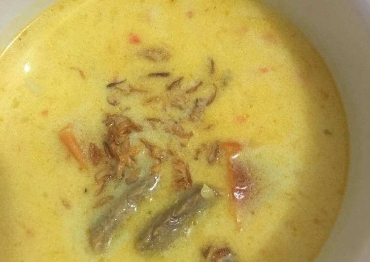 resep lengkap untuk Soto daging sapi kuah santan simple