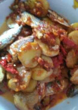 Jengkol balado ikan asin rebus