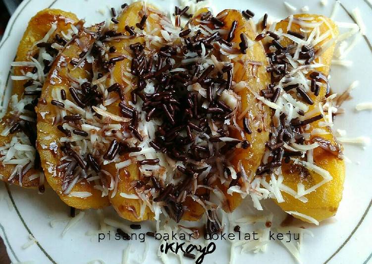 cara membuat Pisang bakar cokelat keju