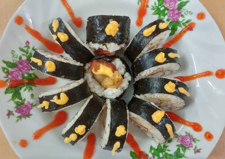 resep masakan Healthy Spider Flaxseed Sushi Roll (Nasi Gulung Laba Laba)