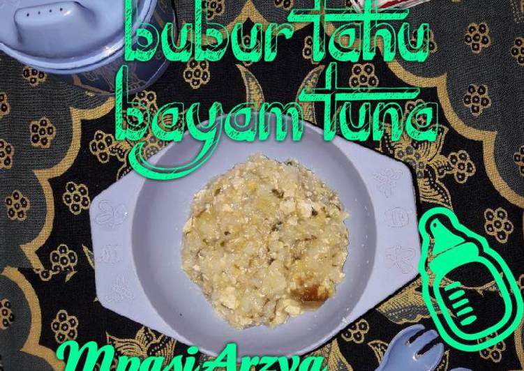 resep makanan Bubur Tahu Bayam Tuna - MPASI