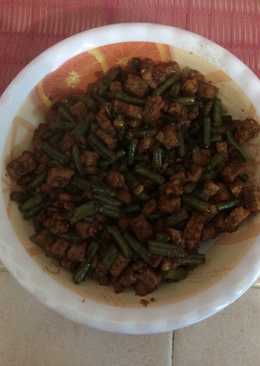 Tumis kering kacang panjang tahu tempe