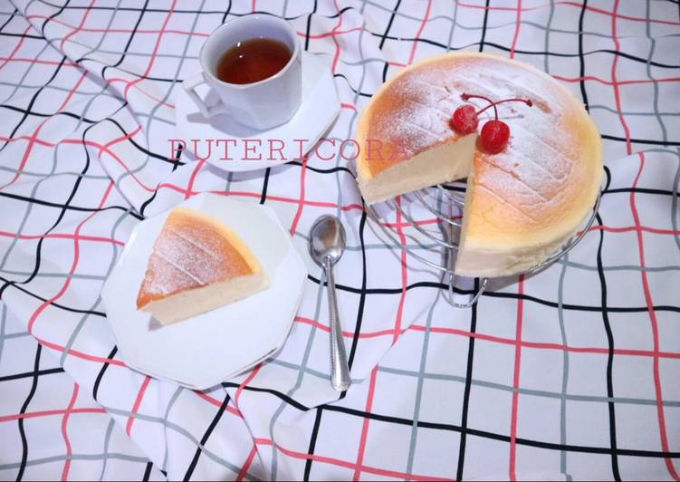 bahan dan cara membuat Japanese cotton cheesecake