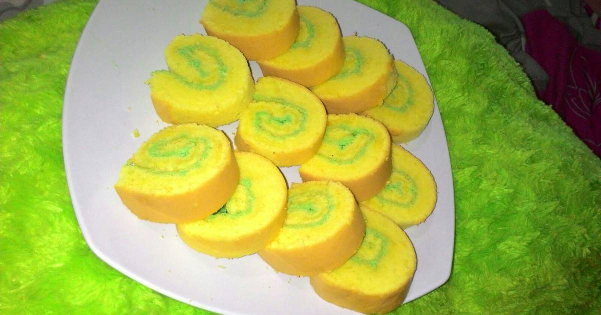 Resep Roll Cake Lembut Irit 3 telur (kocok all in one) porsi 1 loyang