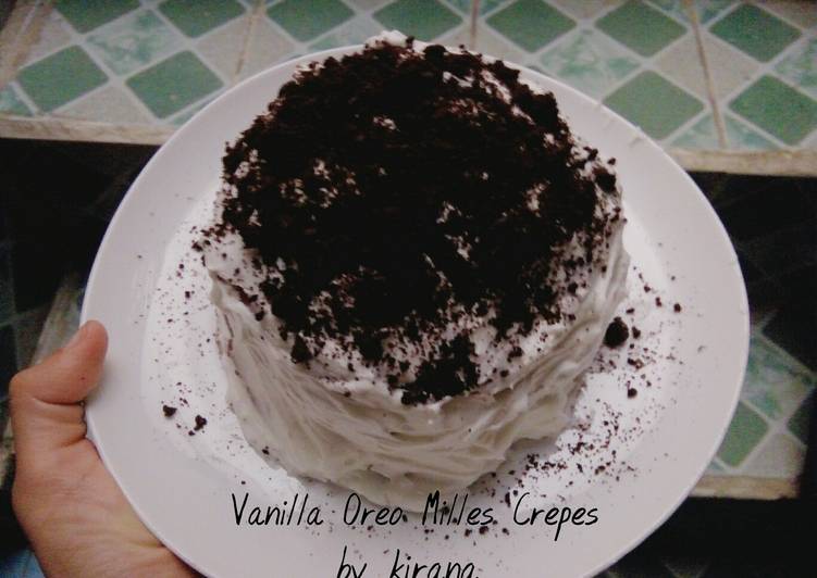 resep lengkap untuk Vanilla Oreo Milles Crepes