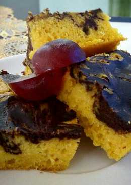Cake Labu Kuning Lapis Coklat (pumpkin cake with chocolate)