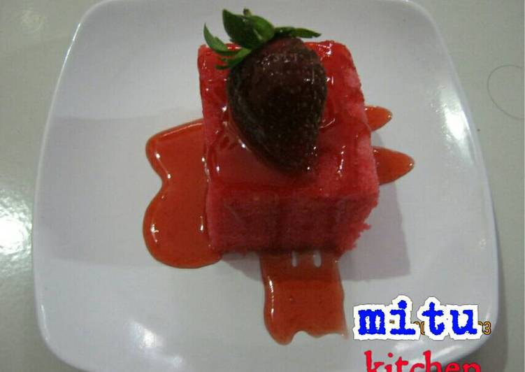 Resep Strawberry cake kukus Kiriman dari Ai Nie Huzni