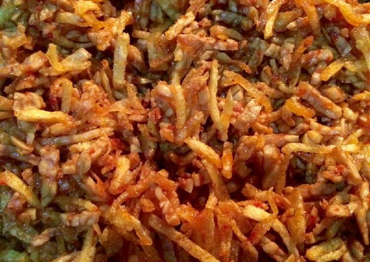 resep lengkap untuk Kering kentang plus tempe (ekstra pedas)