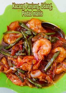 Kacang panjang, udang pedas manis