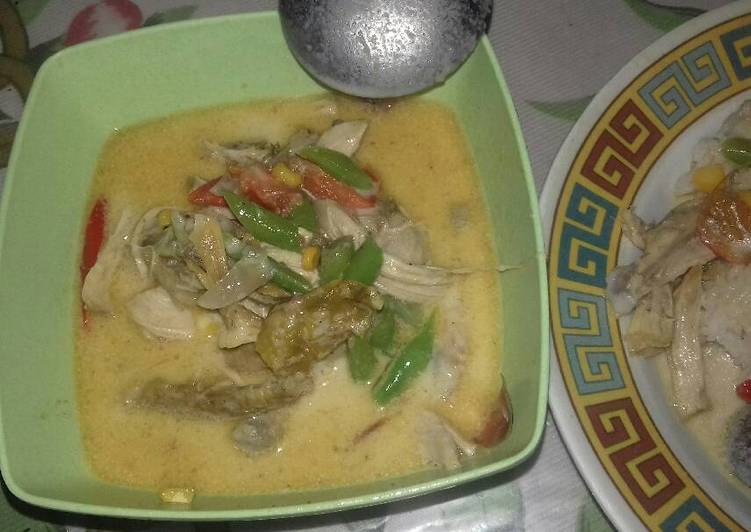 resep masakan Ayam suwir sayur santan gurih