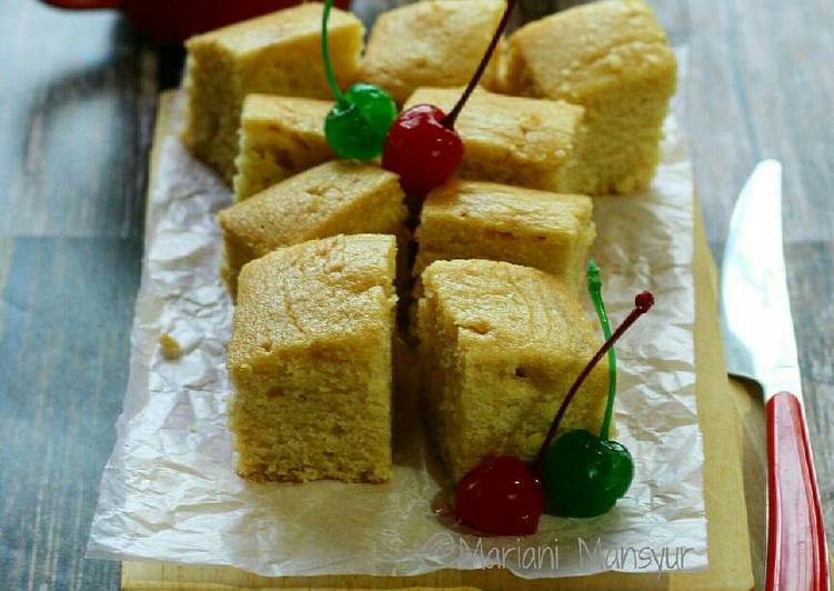 bahan dan cara membuat Eggless Vanilla Cake