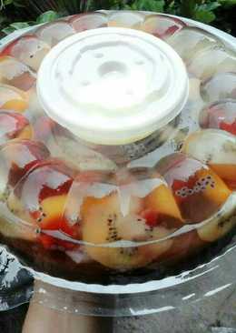 Puding kaca buah lapis coklat