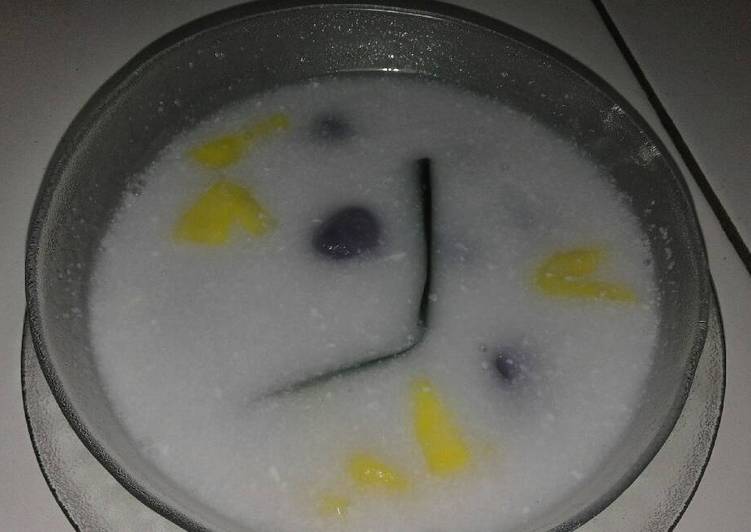 cara membuat Bubur candil ubi ungu kuah nangka