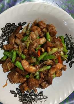 Tumis Udang tempe kacang panjang