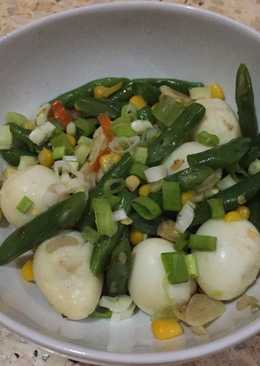 Tumis buncis jagung manis telur puyuh