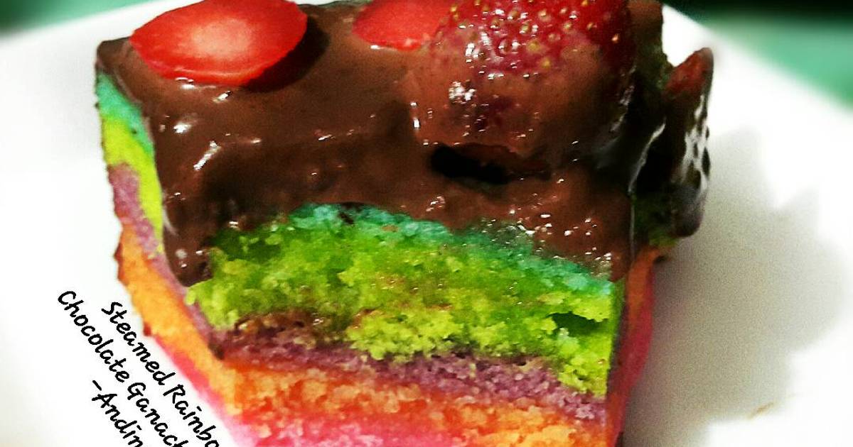Resep Steamed Rainbow Chocolate Ganache Cake