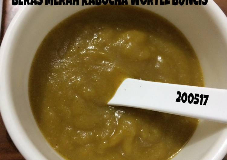 gambar untuk resep makanan Mpasi 6m 4* beras merah wortel kabocha buncis