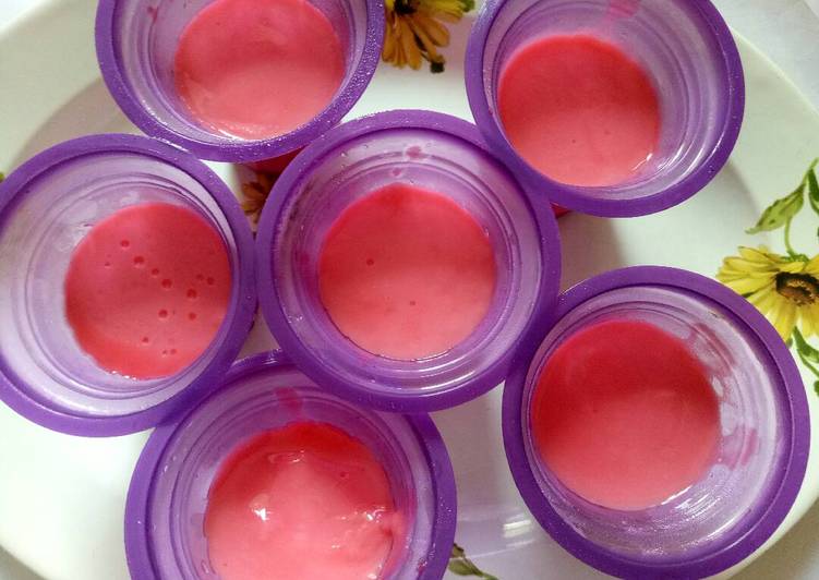 resep lengkap untuk Pink Silky Puding ala PuYo