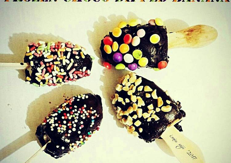 resep lengkap untuk Mini Frozen Choco Dipped Banana aka Pisang Coklat Beku  Mini