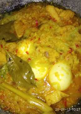 Masak kuning labu Siam + telur + tahu