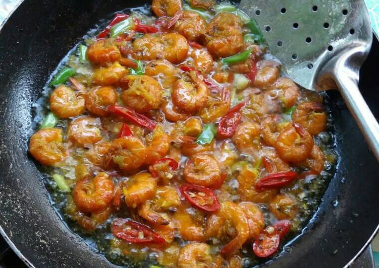 gambar untuk resep makanan Tumis udang manis pedas