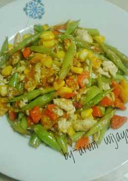 Tumis buncis wortel jagung with telur asin