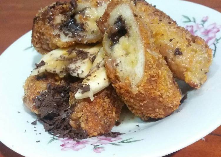 gambar untuk cara membuat Pisang Coklat kulit Roti Tawar