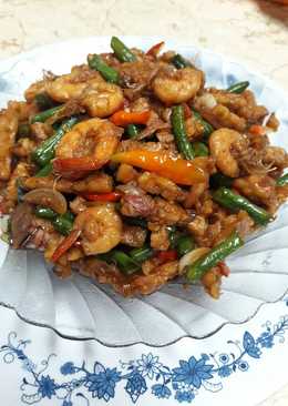 Oseng pedas Udang Tempe