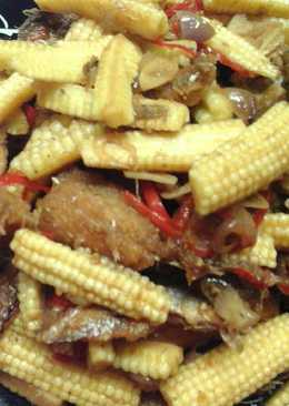 Tumis Ikan Asin + baby corn