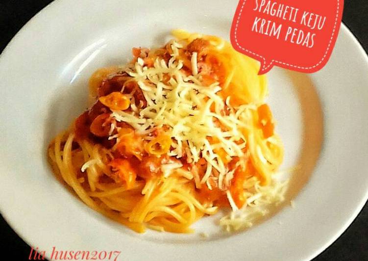 resep makanan Spaghetti keju krim pedas??