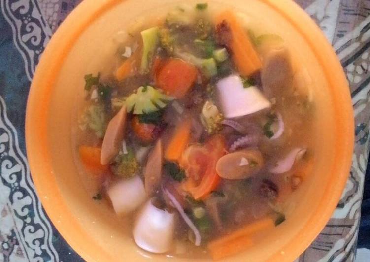 resep Capcai campur2 sayur + cumi + sosis