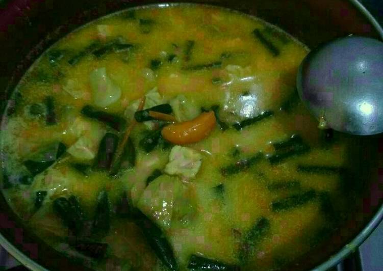 resep makanan Tempe kacang panjang kol masak santan (sayur suka suka) ??