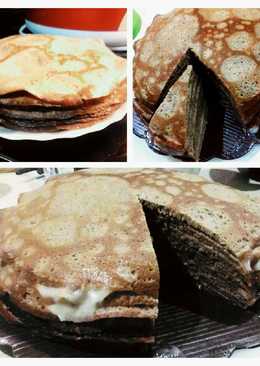 Chocolate Mille Crepe Cake dengan Vla Instan