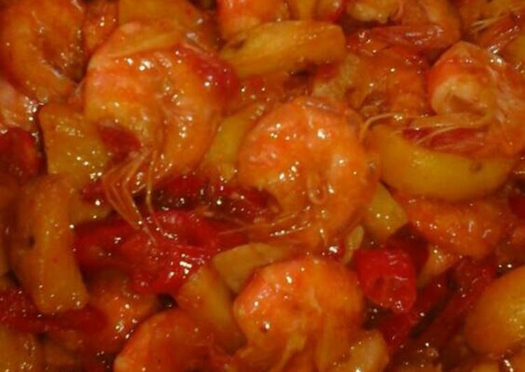 resep Udang + kentang tumis praktis